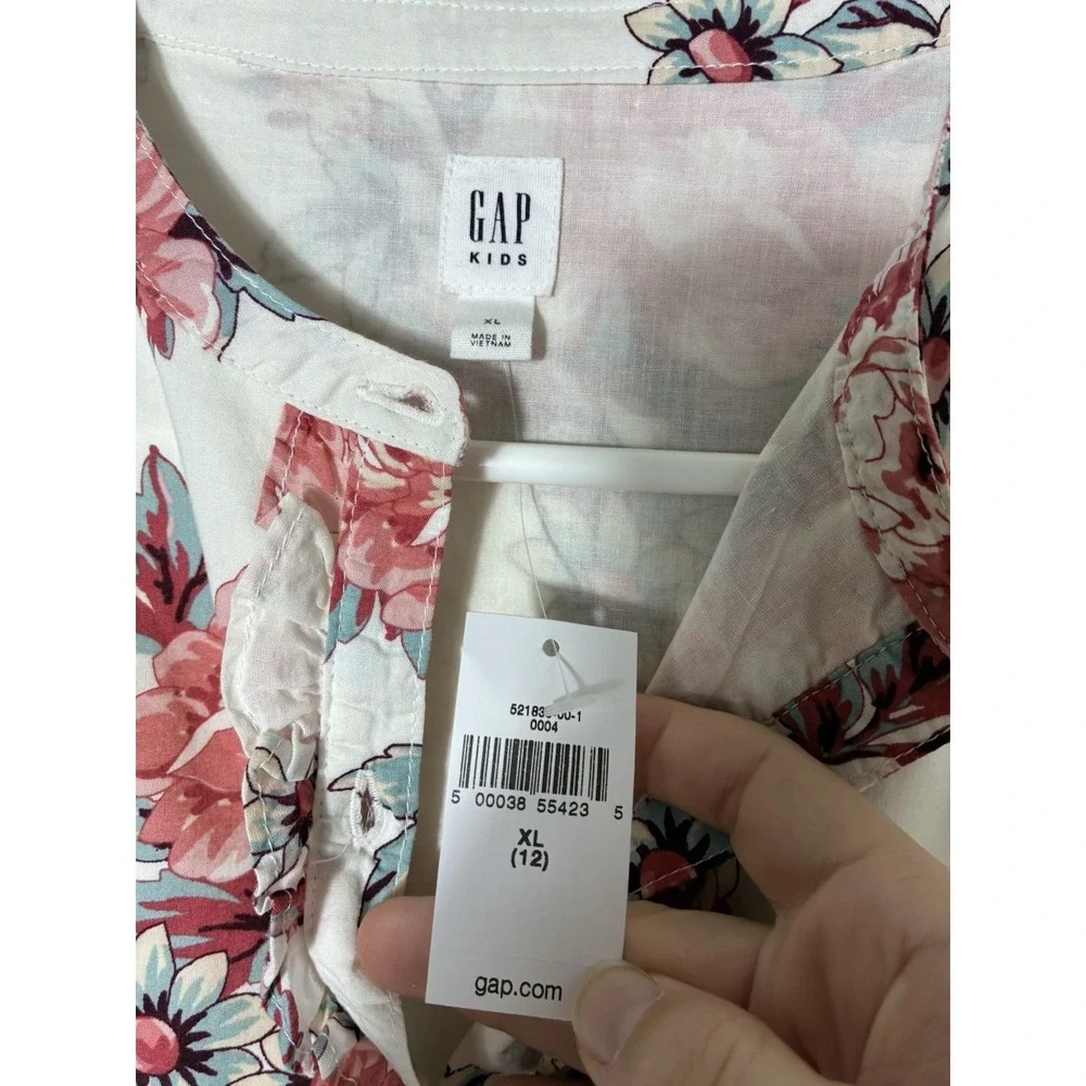 NEW! Gap Kids Button Up Top Girls Sz‎ 12 100% Cotton Floral Preppy Casual
